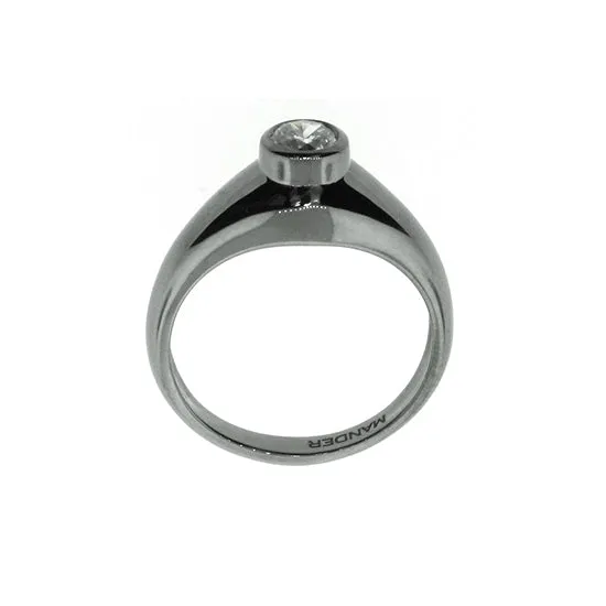 Blackened 18k White Gold Bezel White Sapphire Engagement Ring Broadway