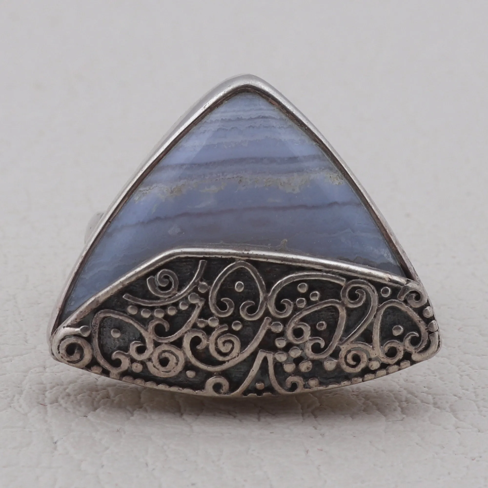Blue Lace Agate Gemstone 925 Sterling Silver