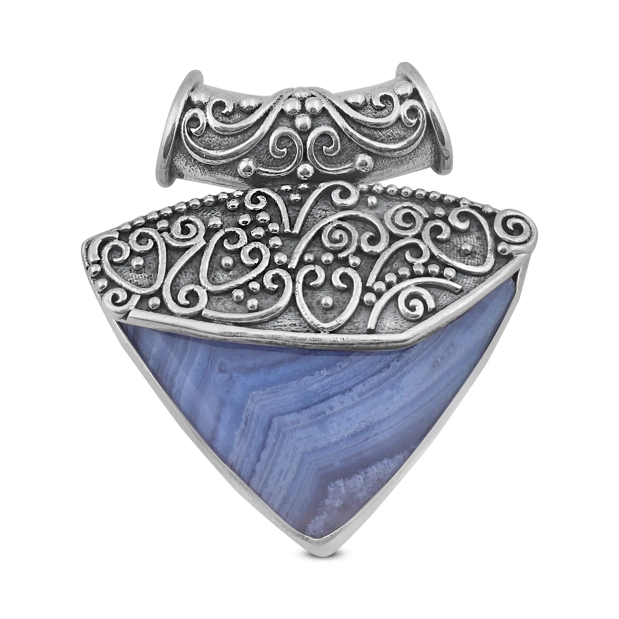 Blue Lace Agate Gemstone 925 Sterling Silver