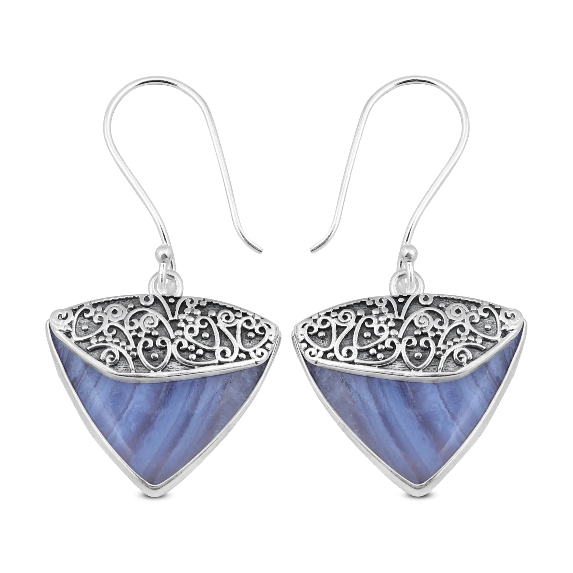 Blue Lace Agate Gemstone 925 Sterling Silver