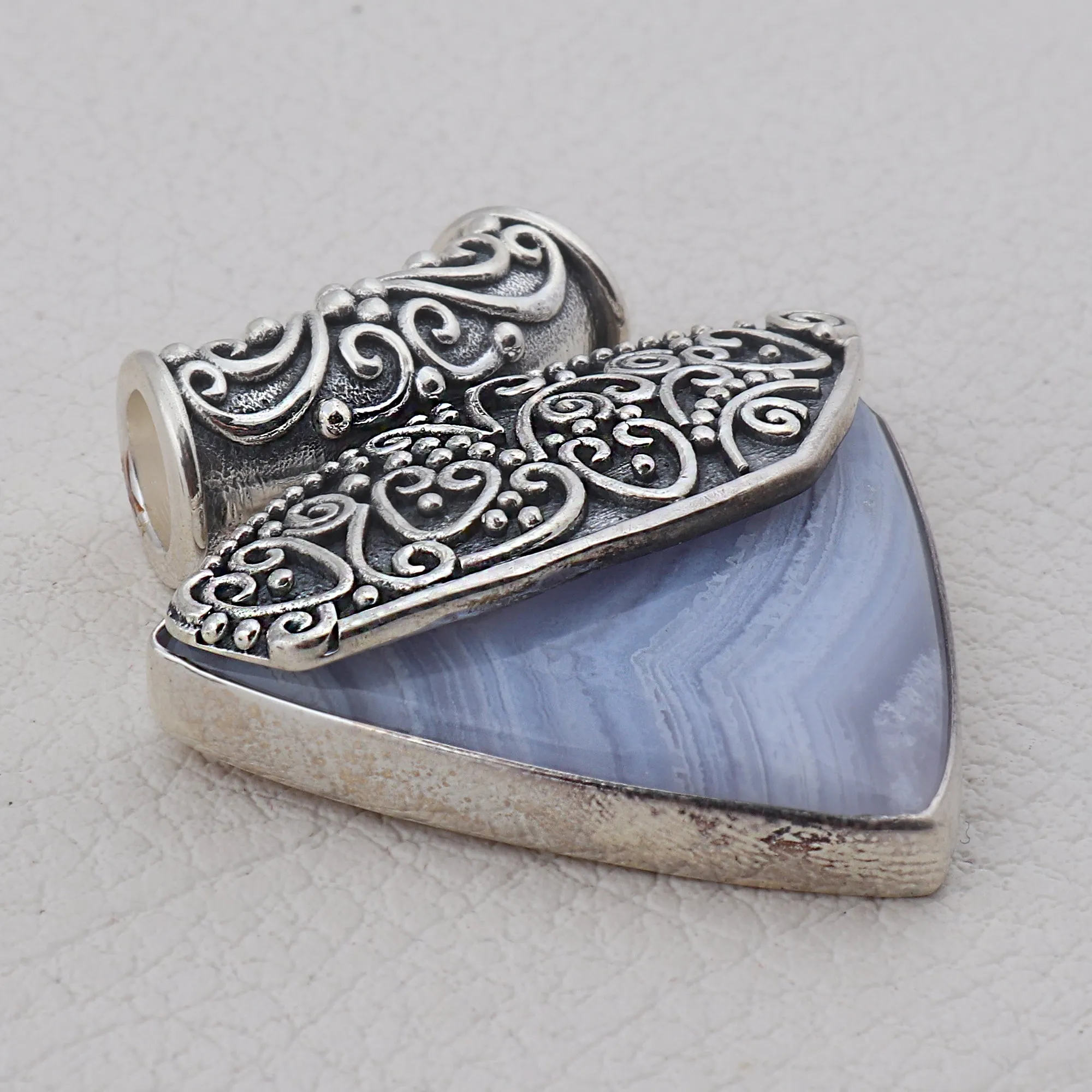 Blue Lace Agate Gemstone 925 Sterling Silver