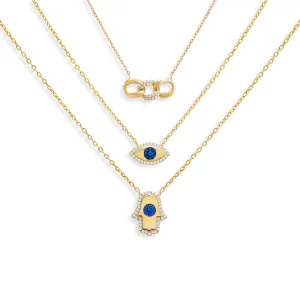 Blue Layered Necklace Combo Set