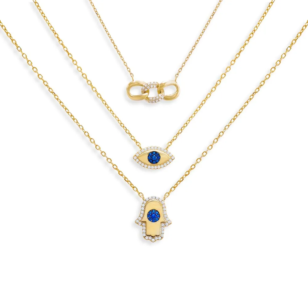 Blue Layered Necklace Combo Set
