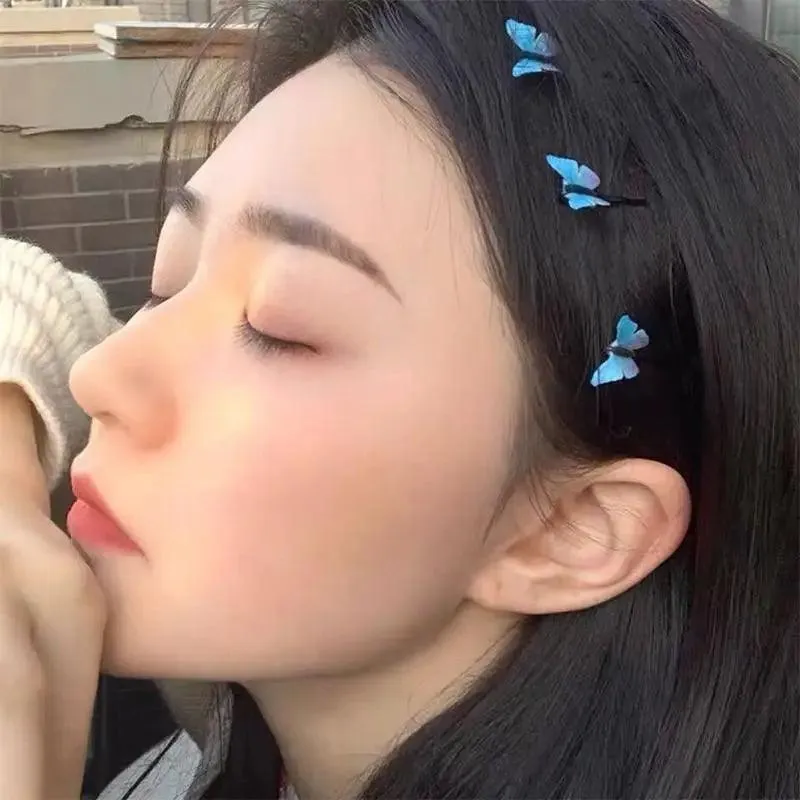 Blue Mini Butterfly Charming Hair Clips Cute Luxurious Hair Clips For Teens Women Hair Accessories Modern Lightweight Hair Jewelry