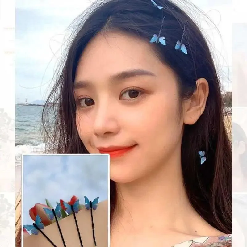 Blue Mini Butterfly Charming Hair Clips Cute Luxurious Hair Clips For Teens Women Hair Accessories Modern Lightweight Hair Jewelry