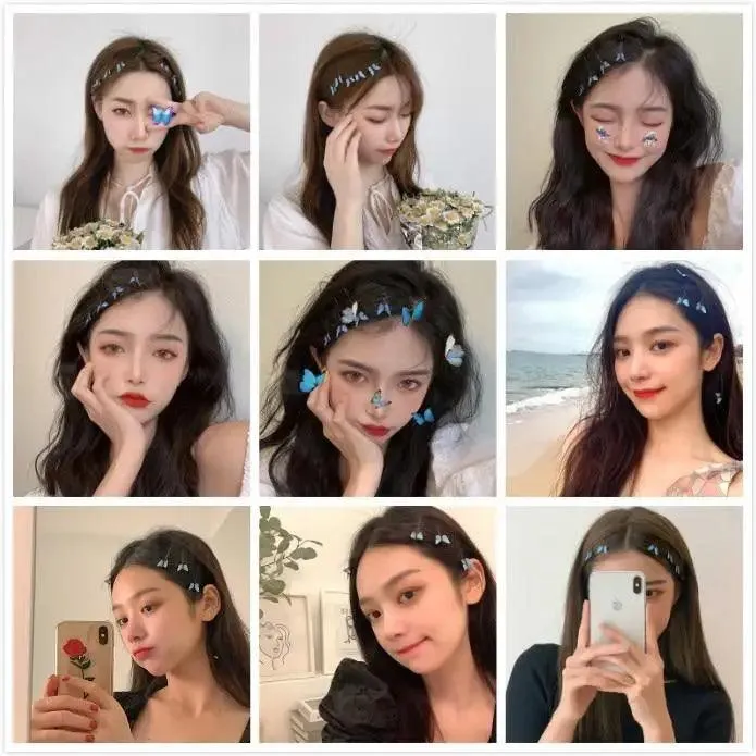 Blue Mini Butterfly Charming Hair Clips Cute Luxurious Hair Clips For Teens Women Hair Accessories Modern Lightweight Hair Jewelry