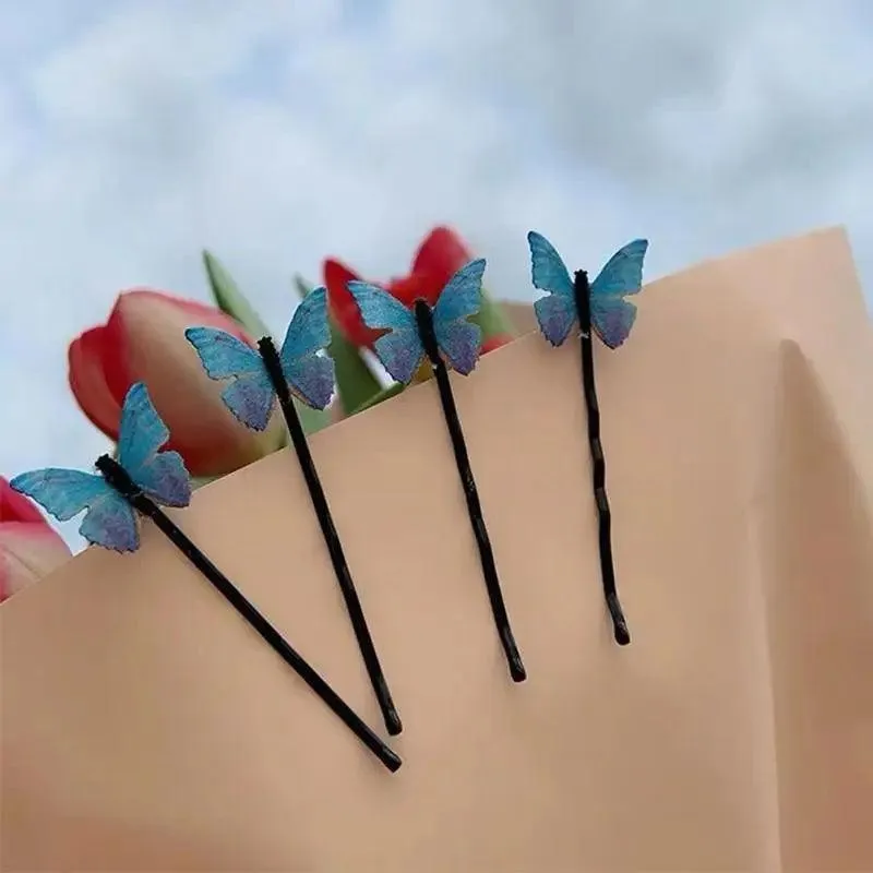 Blue Mini Butterfly Charming Hair Clips Cute Luxurious Hair Clips For Teens Women Hair Accessories Modern Lightweight Hair Jewelry