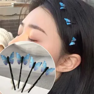 Blue Mini Butterfly Charming Hair Clips Cute Luxurious Hair Clips For Teens Women Hair Accessories Modern Lightweight Hair Jewelry