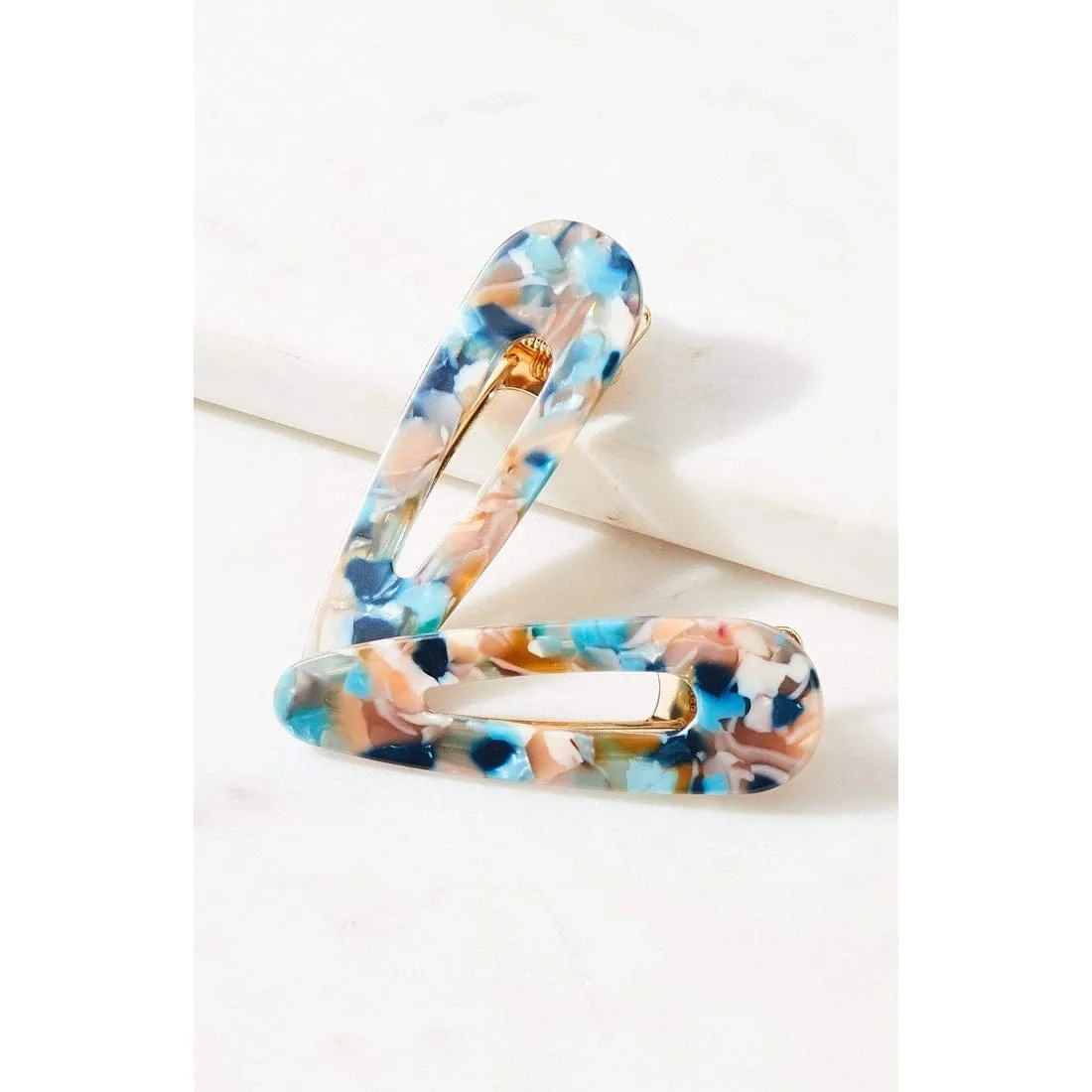Blue Tortoiseshell Hair Clip Set