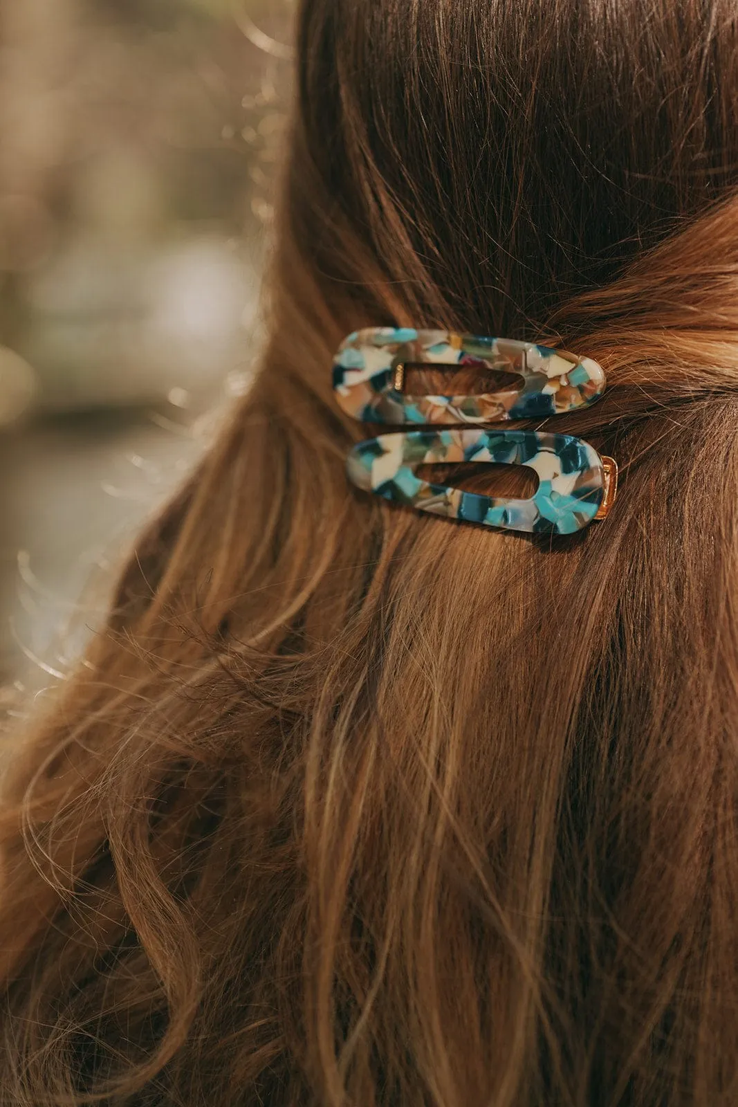 Blue Tortoiseshell Hair Clip Set