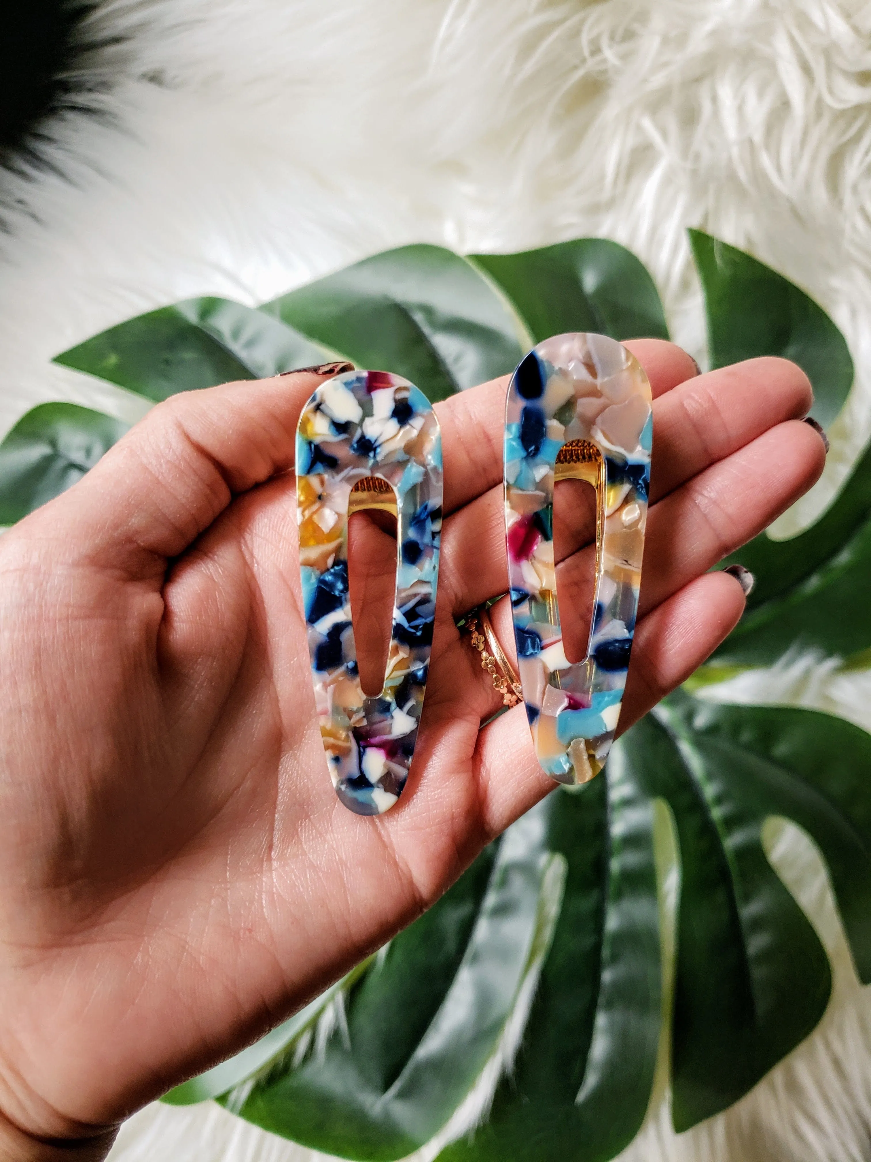 Blue Tortoiseshell Hair Clip Set