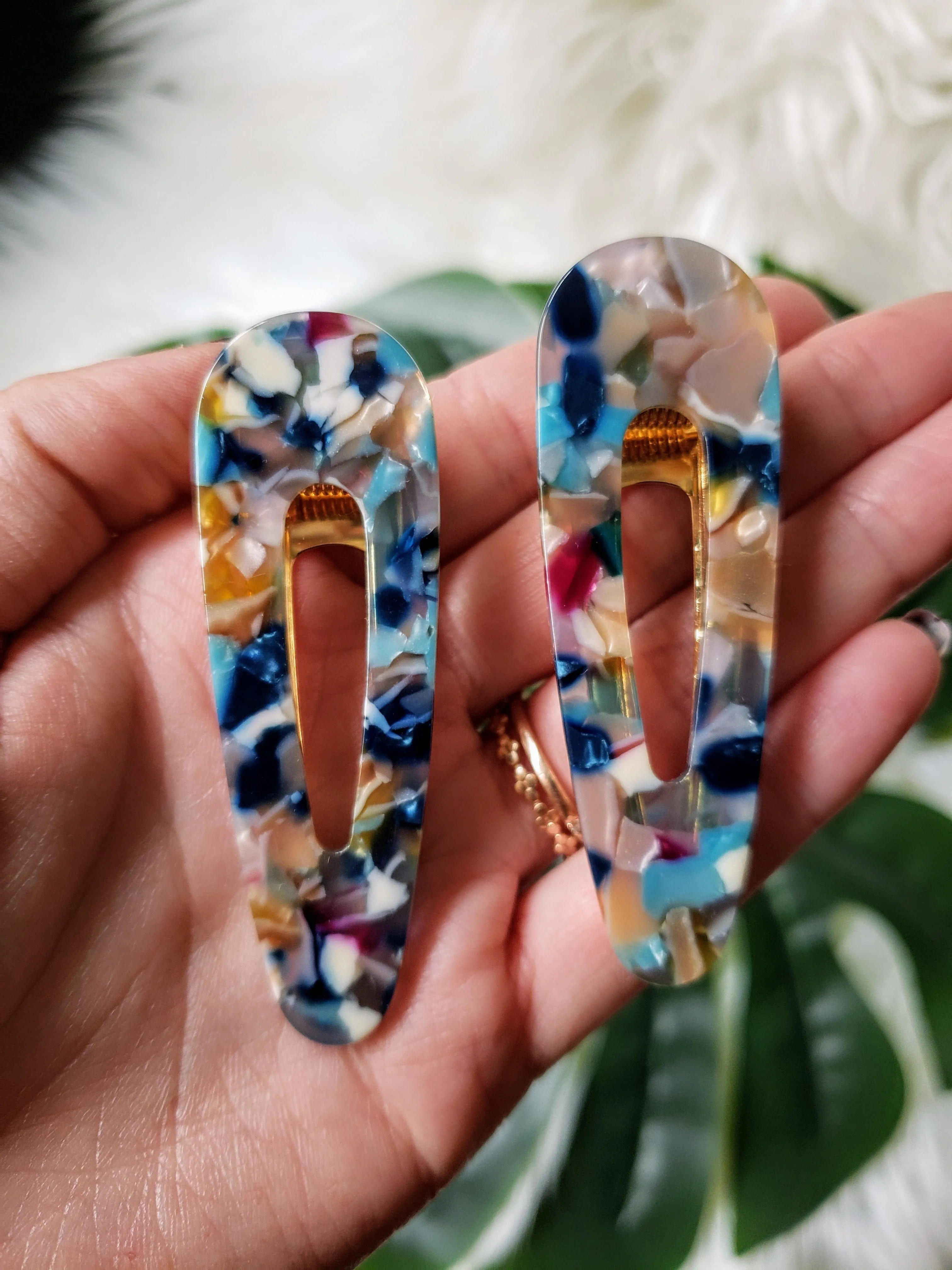 Blue Tortoiseshell Hair Clip Set
