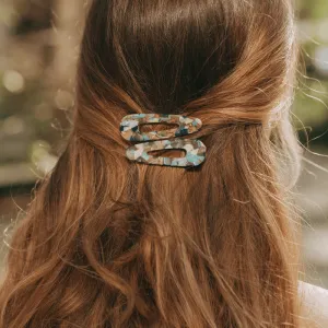 Blue Tortoiseshell Hair Clip Set