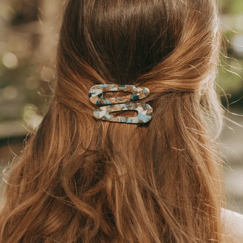 Blue Tortoiseshell Hair Clip Set