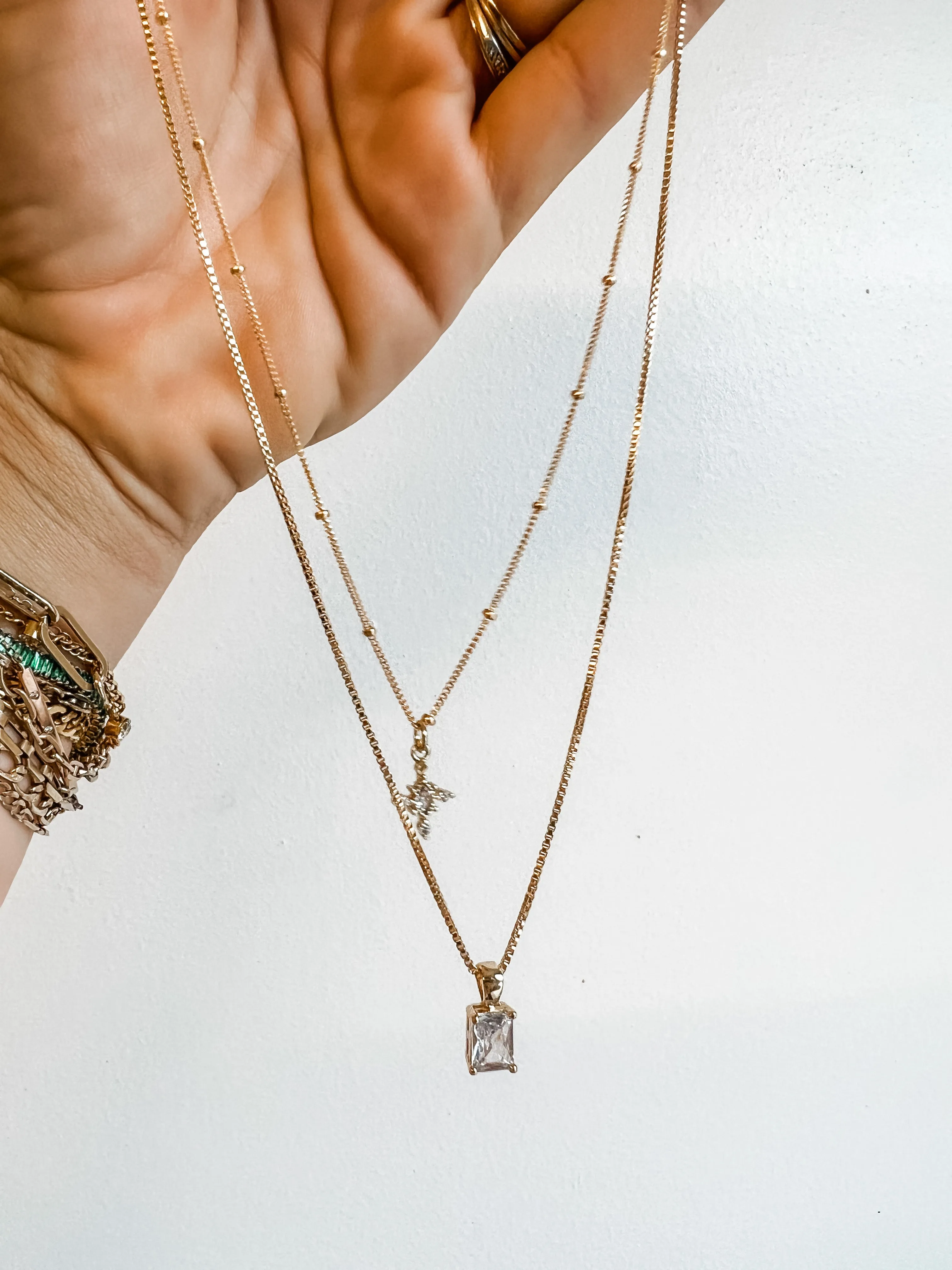 Box chain with baguette diamond
