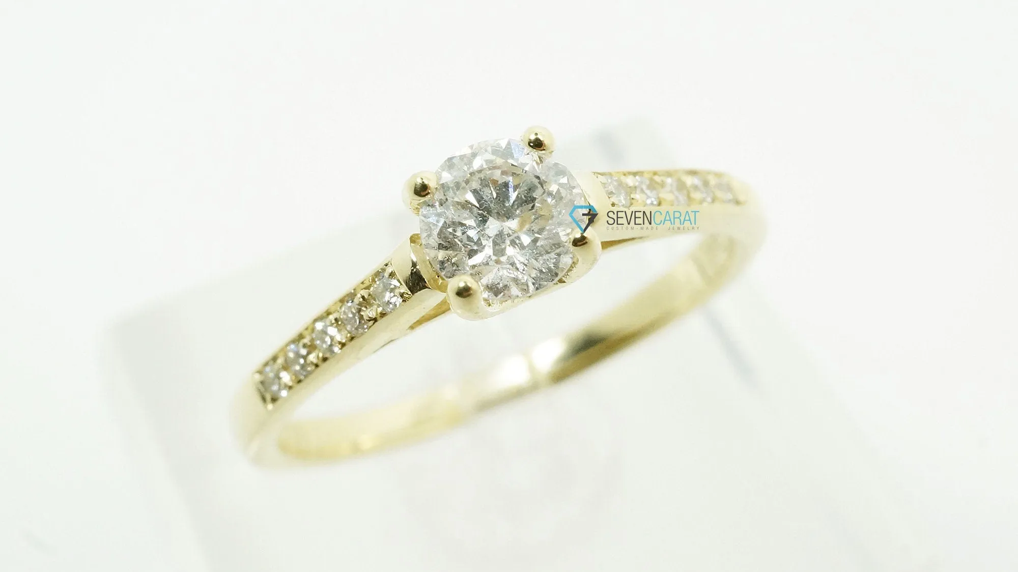 Branch engagement ring-Solitaire diamond ring-Yellow Gold Ring-Promise ring-Cluster engagement ring-4 prong engagement-Thin band engagement