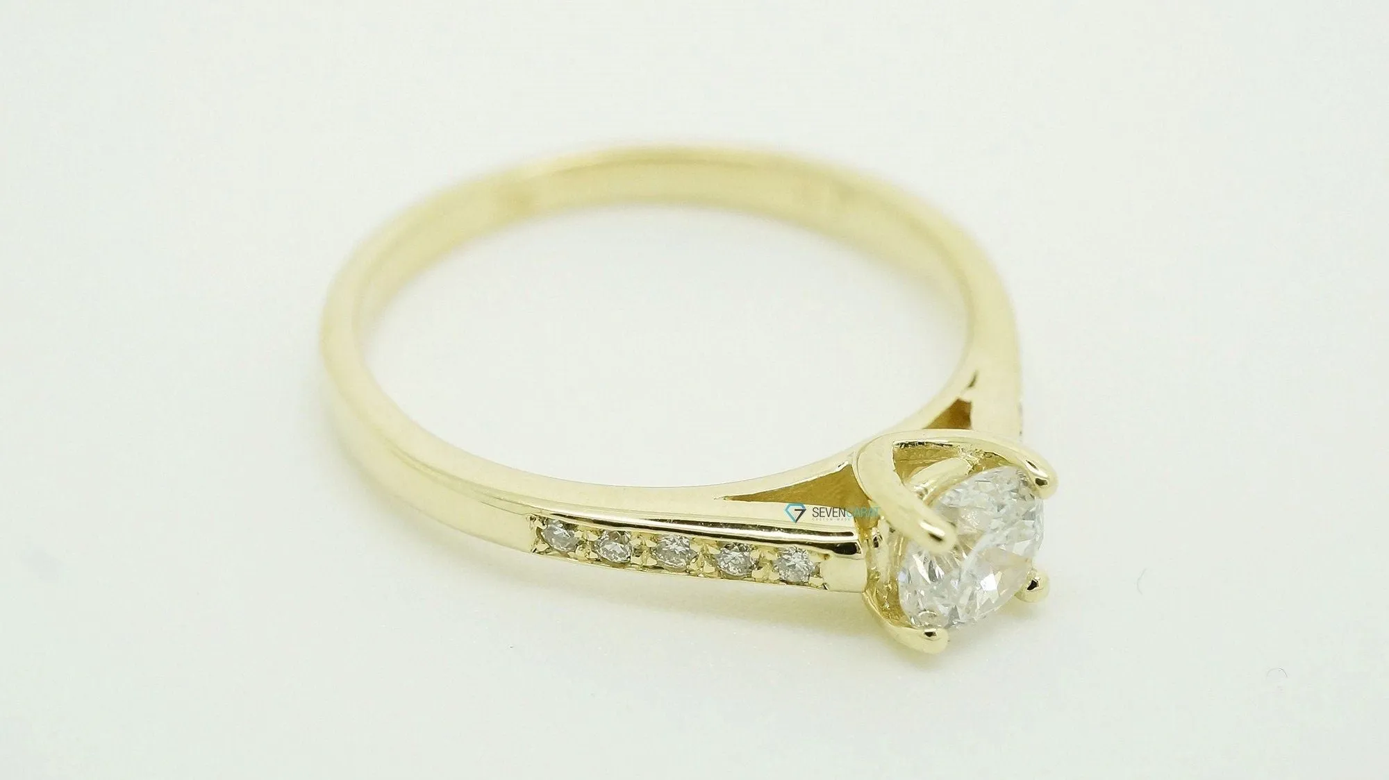 Branch engagement ring-Solitaire diamond ring-Yellow Gold Ring-Promise ring-Cluster engagement ring-4 prong engagement-Thin band engagement
