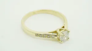 Branch engagement ring-Solitaire diamond ring-Yellow Gold Ring-Promise ring-Cluster engagement ring-4 prong engagement-Thin band engagement