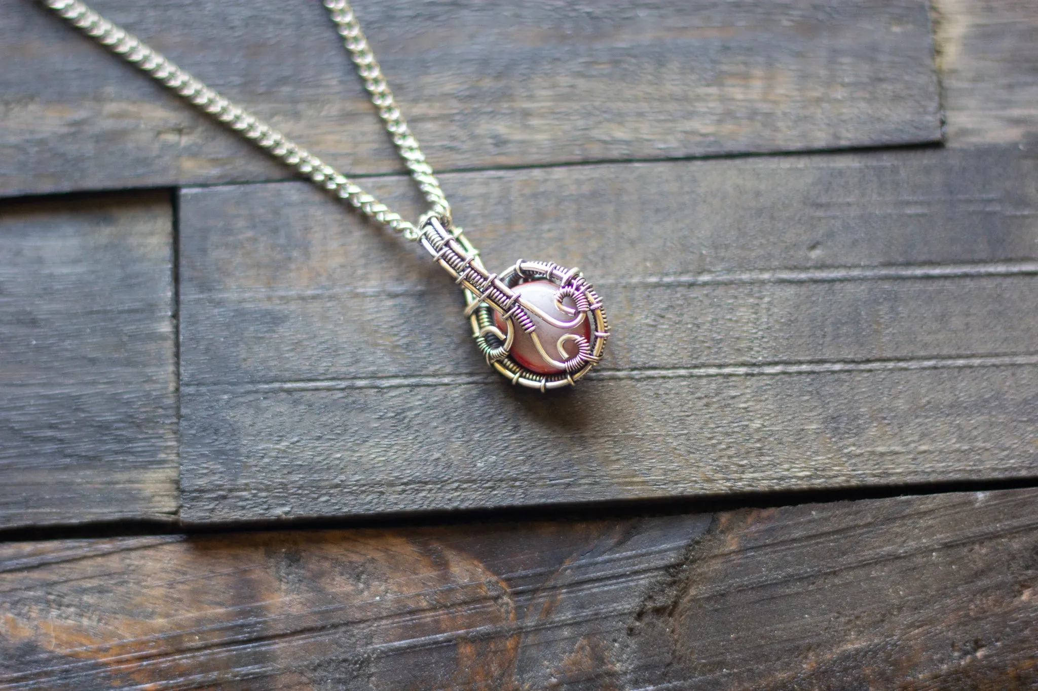 Bright Red Fused Glass and Sterling Silver Mini Pendant