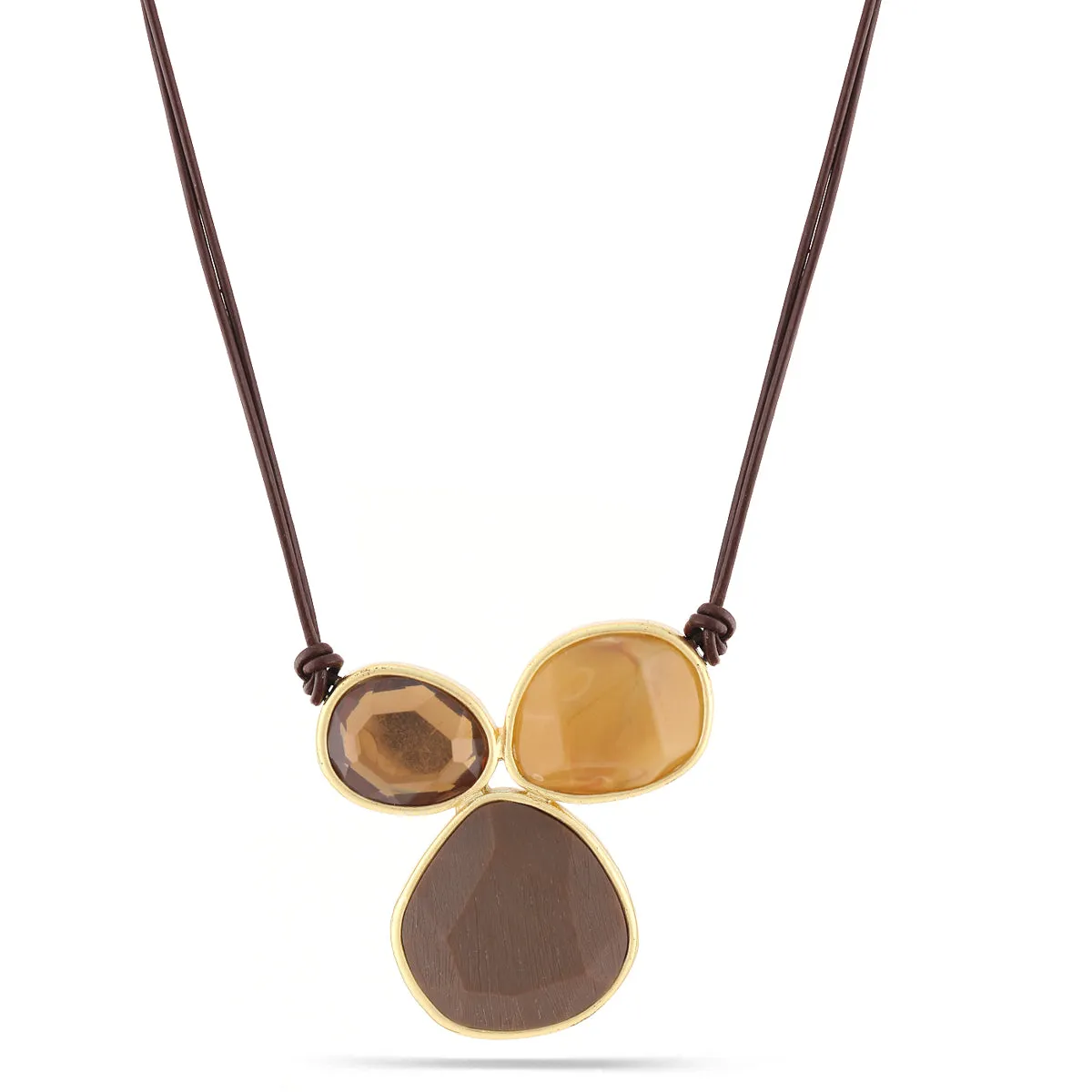BROWN YELLOW CRYSTAL NECKLACES #237BR1201 (1C15)