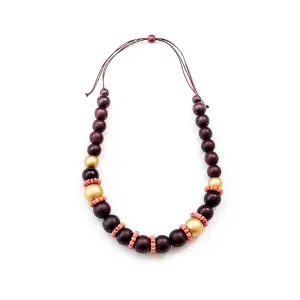 Burgundy Handmade Wooden Necklaces Pompa