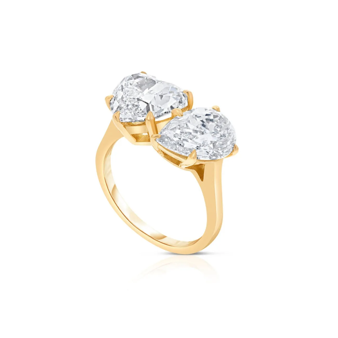 Bypass 5.60 ct Heart and Pear Shape 18K Rose Gold Diamond Engagement Ring