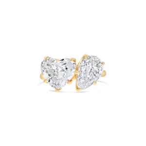 Bypass 5.60 ct Heart and Pear Shape 18K Rose Gold Diamond Engagement Ring