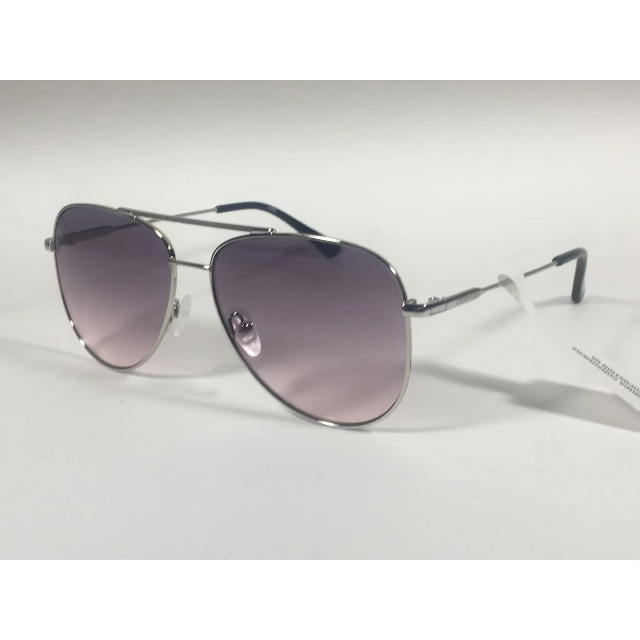 Calvin Klein CK19133S 045 Aviator Pilot Sunglasses Silver Metal Frame Pink Gray Gradient Lens
