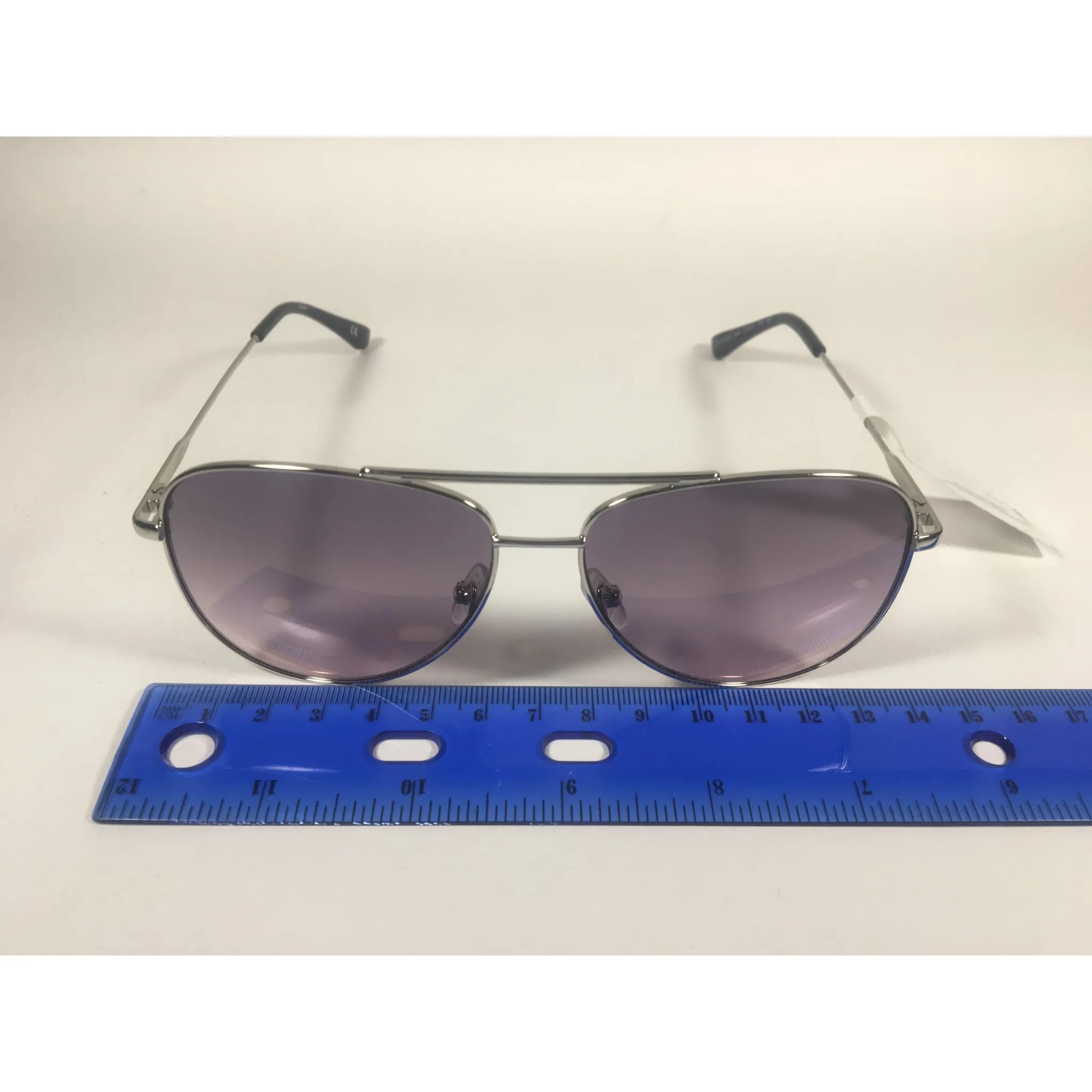 Calvin Klein CK19133S 045 Aviator Pilot Sunglasses Silver Metal Frame Pink Gray Gradient Lens