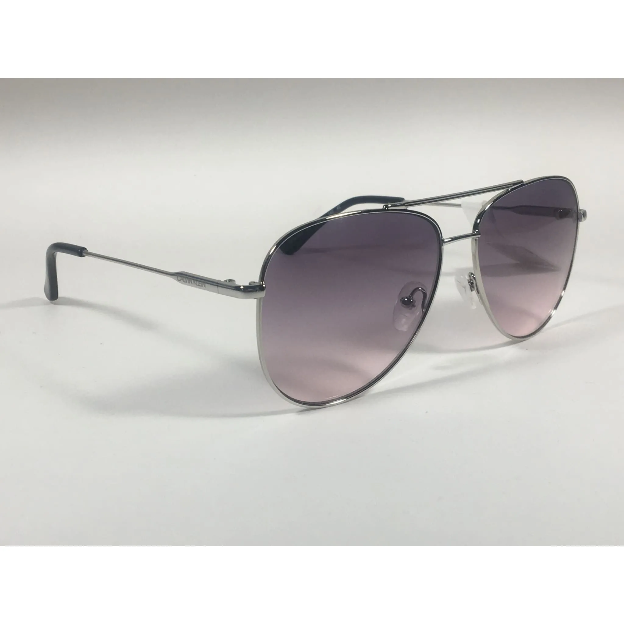 Calvin Klein CK19133S 045 Aviator Pilot Sunglasses Silver Metal Frame Pink Gray Gradient Lens