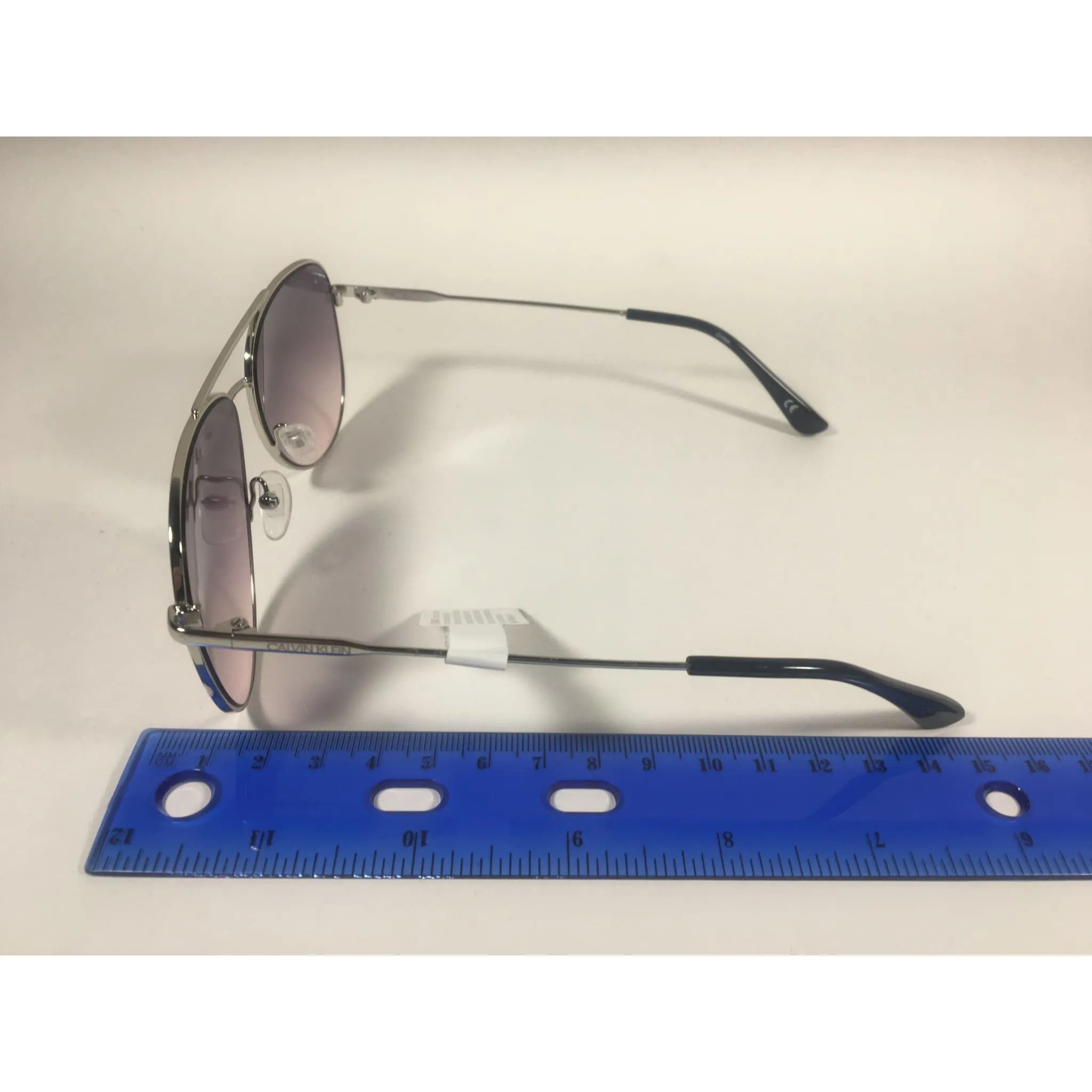 Calvin Klein CK19133S 045 Aviator Pilot Sunglasses Silver Metal Frame Pink Gray Gradient Lens