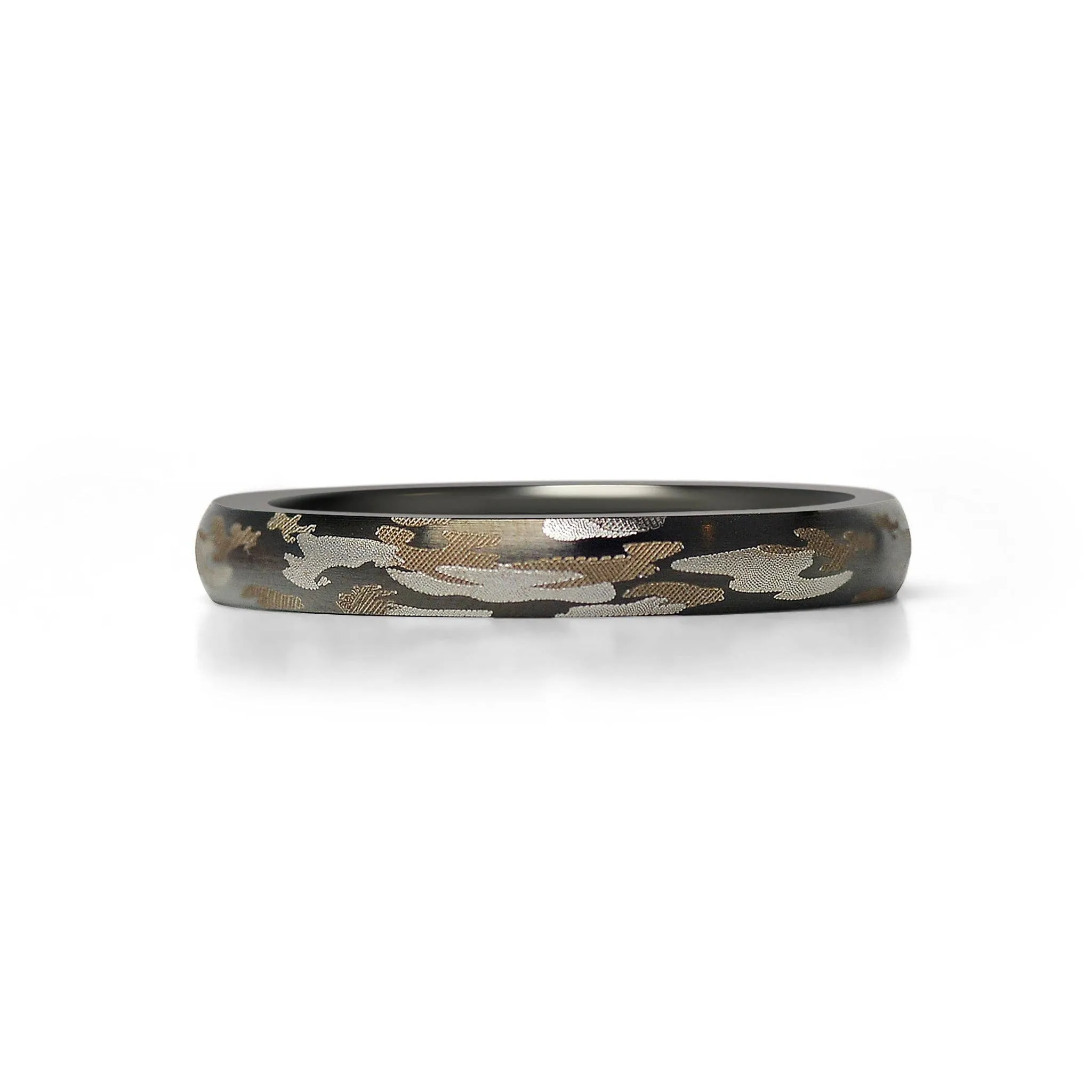 Camouflage Stainless Steel Blank Ring 6 / 3mm