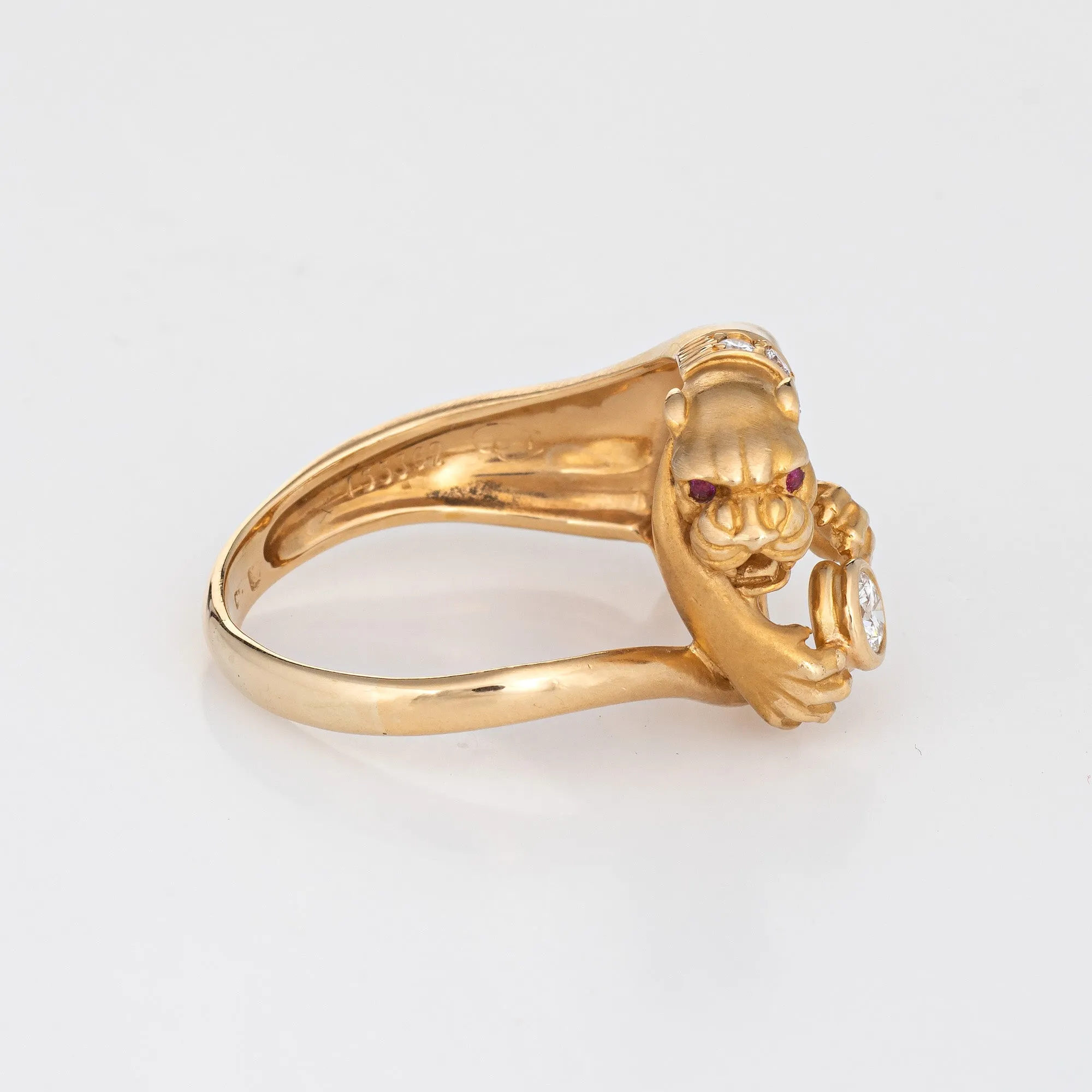 Carrera y Carrera Diamond Panther Ring Estate 18k Yellow Gold 10 Cat Jewelry