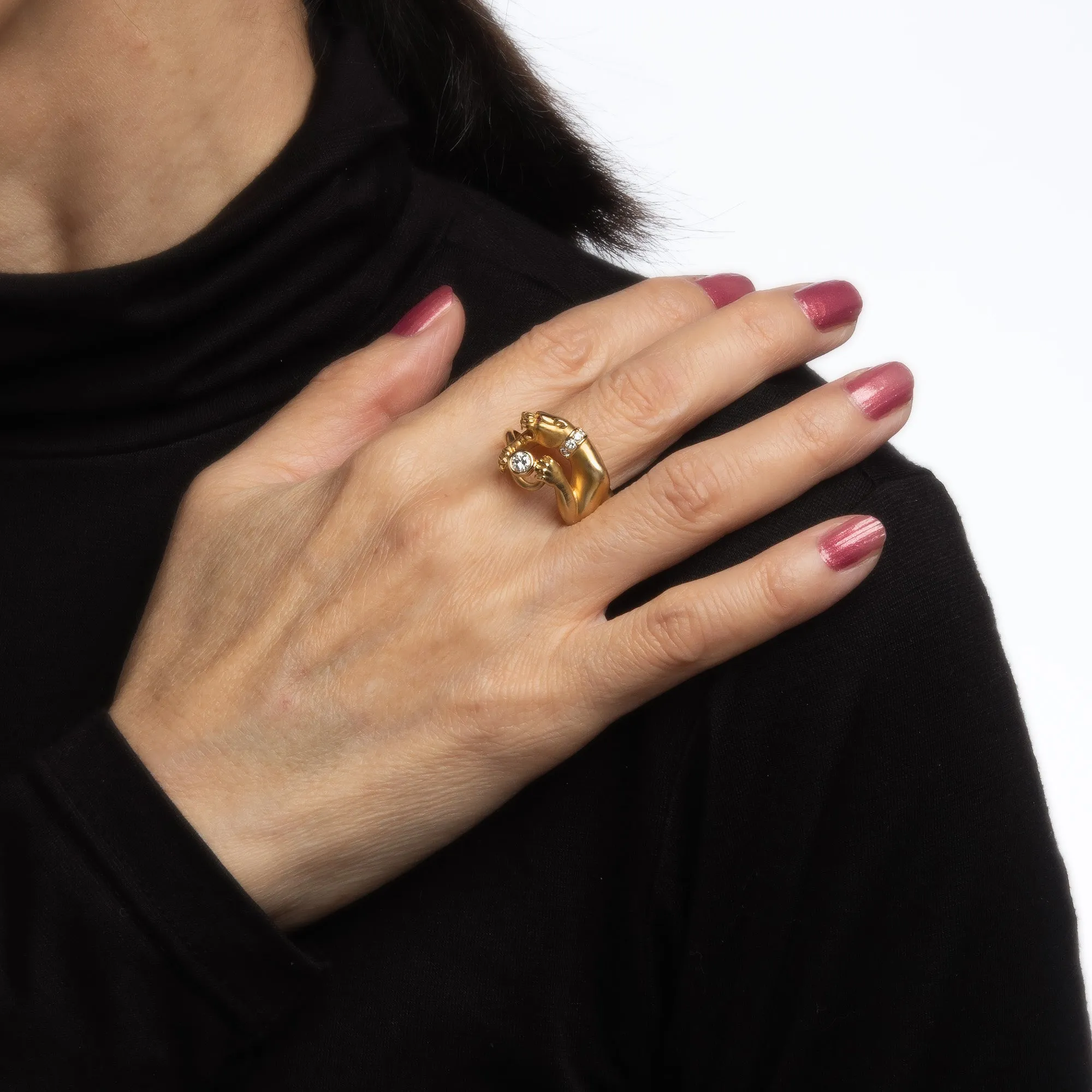 Carrera y Carrera Diamond Panther Ring Estate 18k Yellow Gold 10 Cat Jewelry