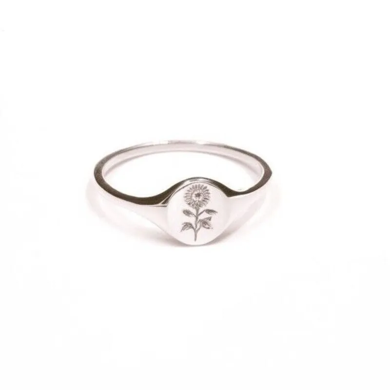 Carve flowers Ring Women Gold Engagement Party Jewelry