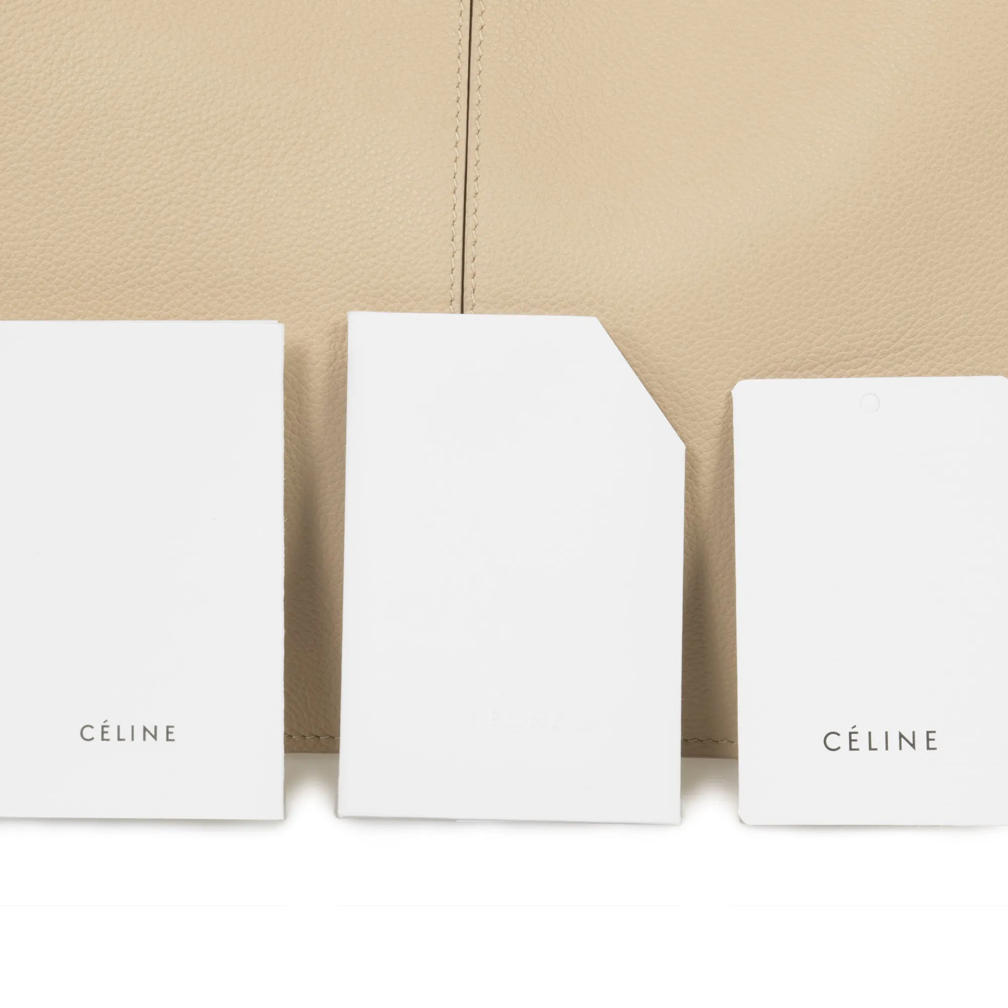 Celine Tri-Fold Shoulder Bag | Beige Grained Calfskin Leather