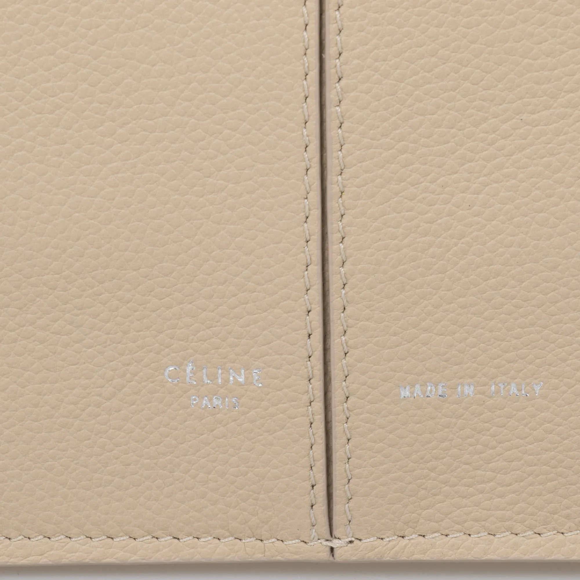 Celine Tri-Fold Shoulder Bag | Beige Grained Calfskin Leather