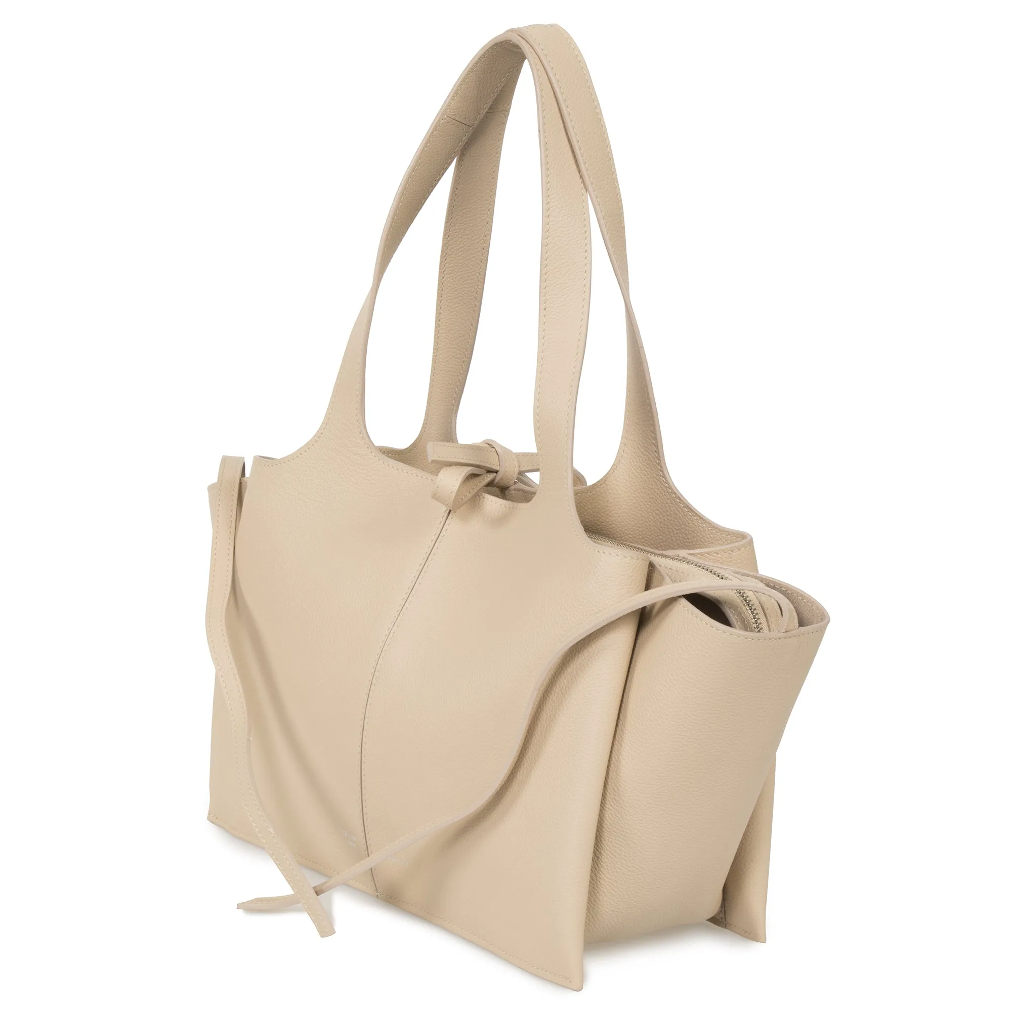Celine Tri-Fold Shoulder Bag | Beige Grained Calfskin Leather