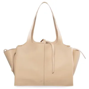 Celine Tri-Fold Shoulder Bag | Beige Grained Calfskin Leather