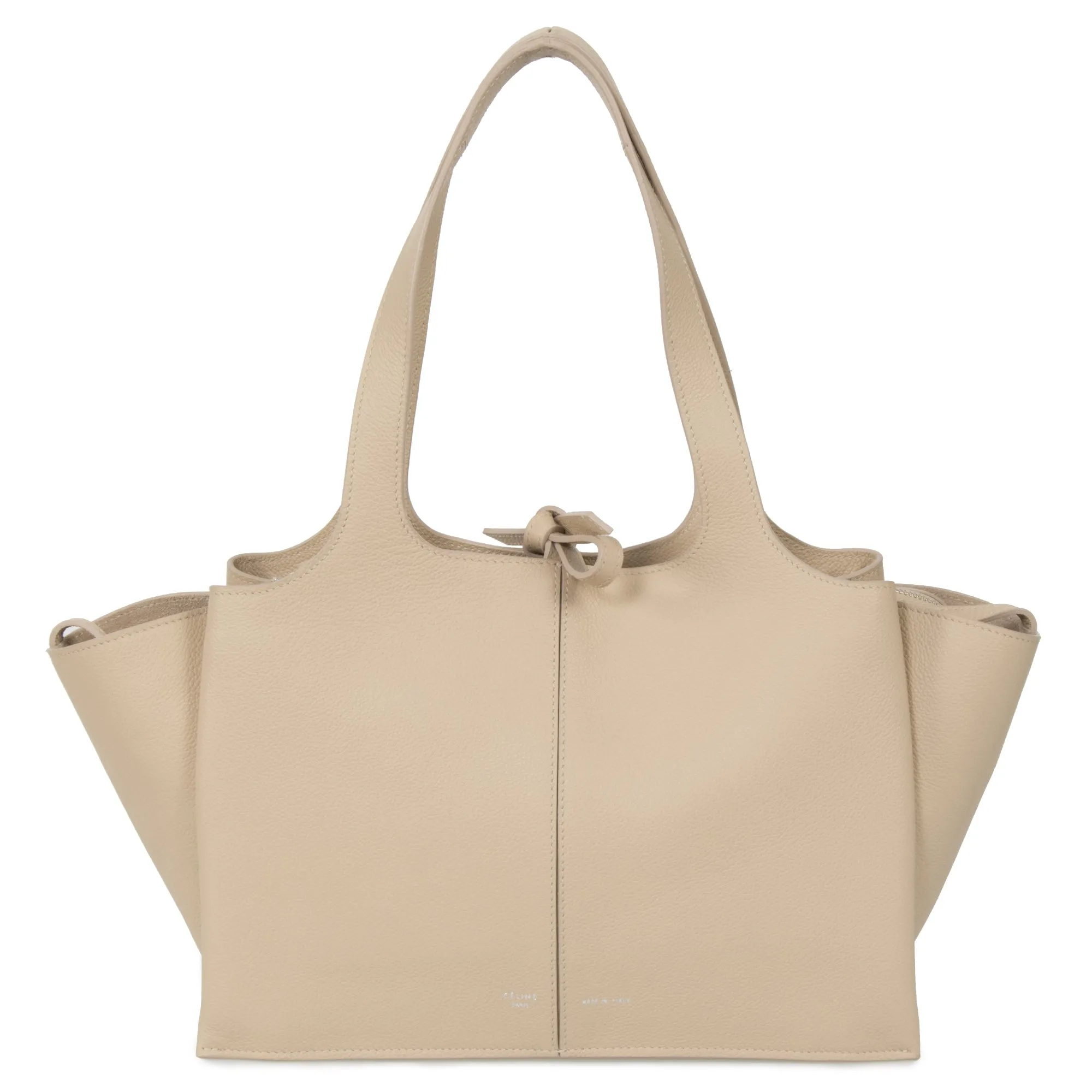 Celine Tri-Fold Shoulder Bag | Beige Grained Calfskin Leather