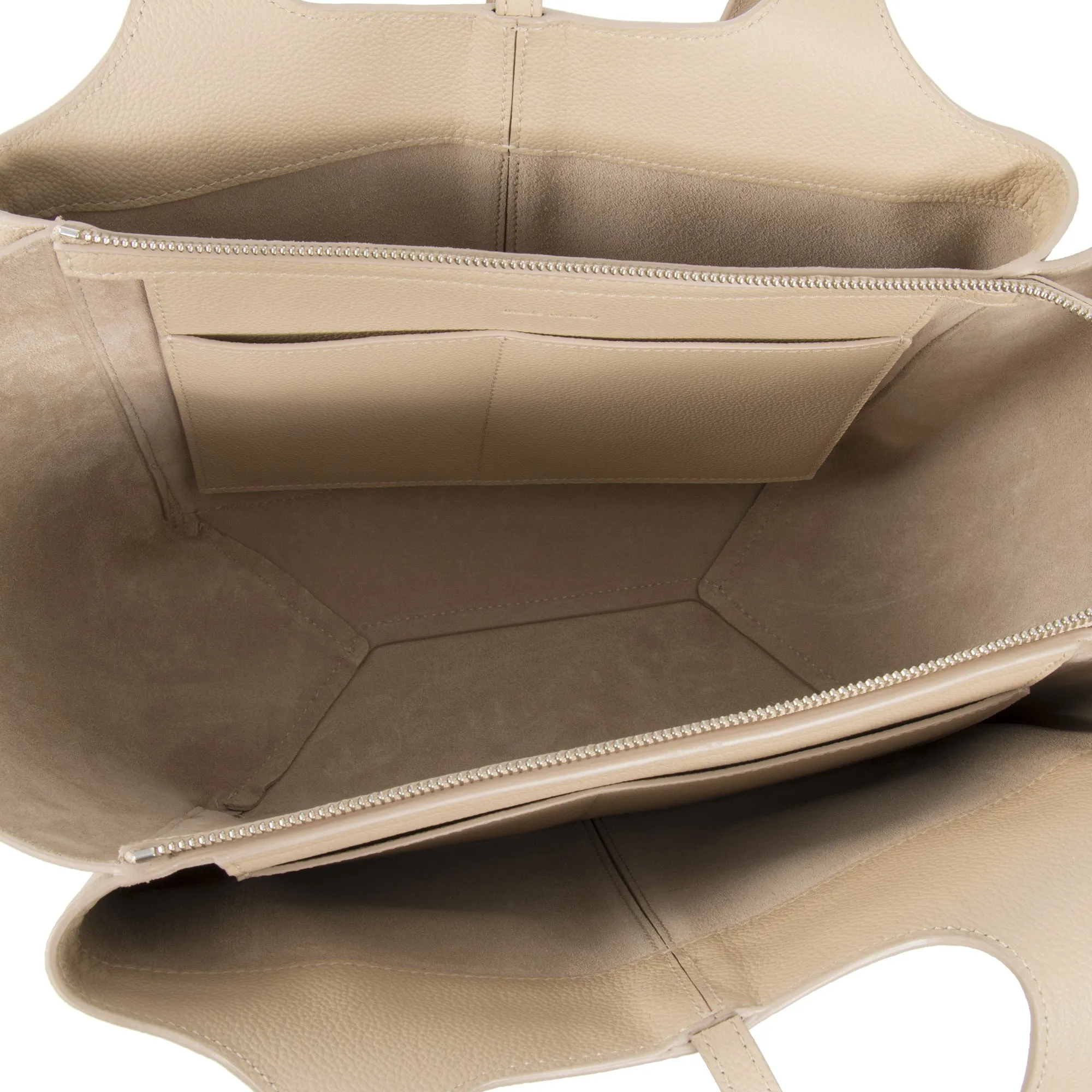 Celine Tri-Fold Shoulder Bag | Beige Grained Calfskin Leather