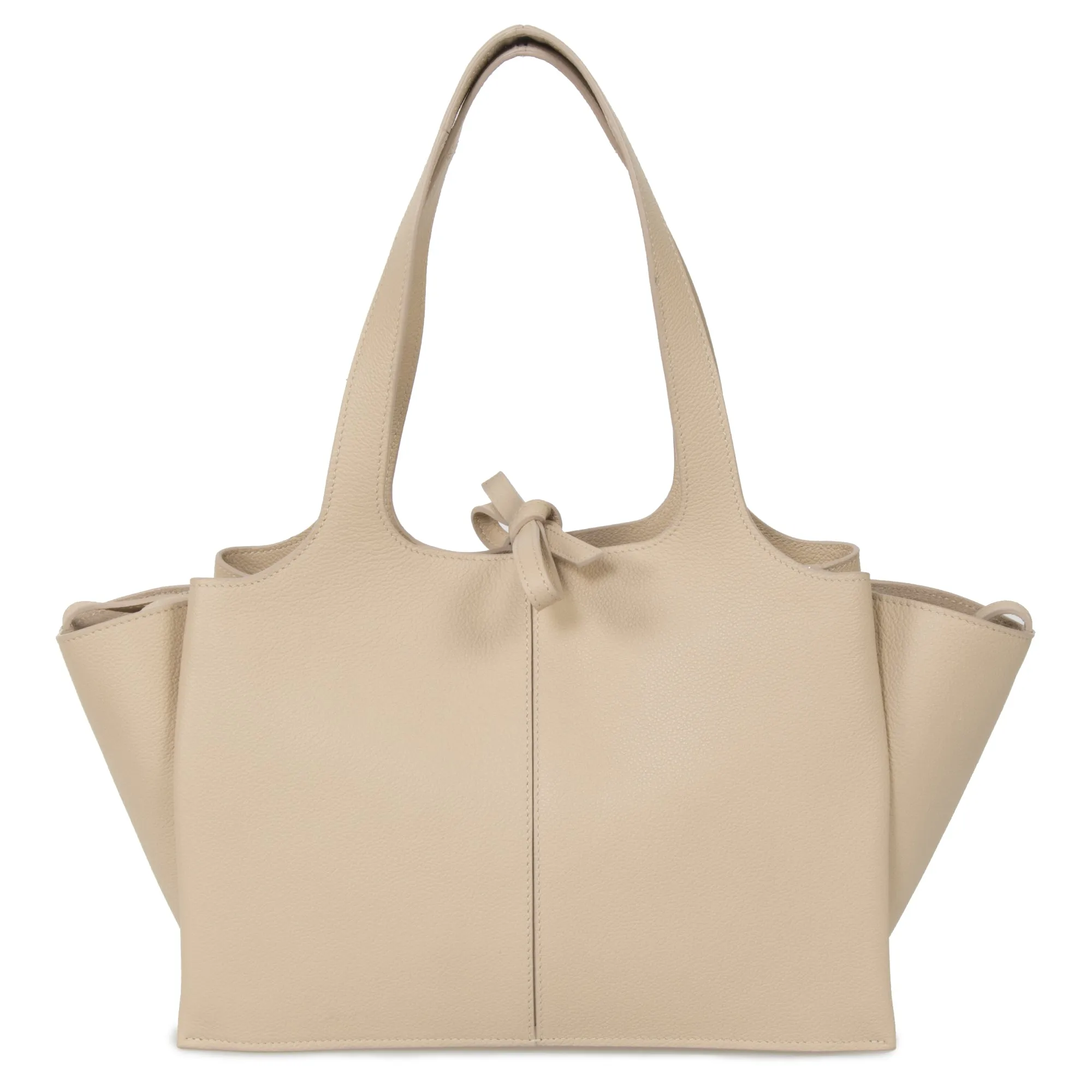 Celine Tri-Fold Shoulder Bag | Beige Grained Calfskin Leather