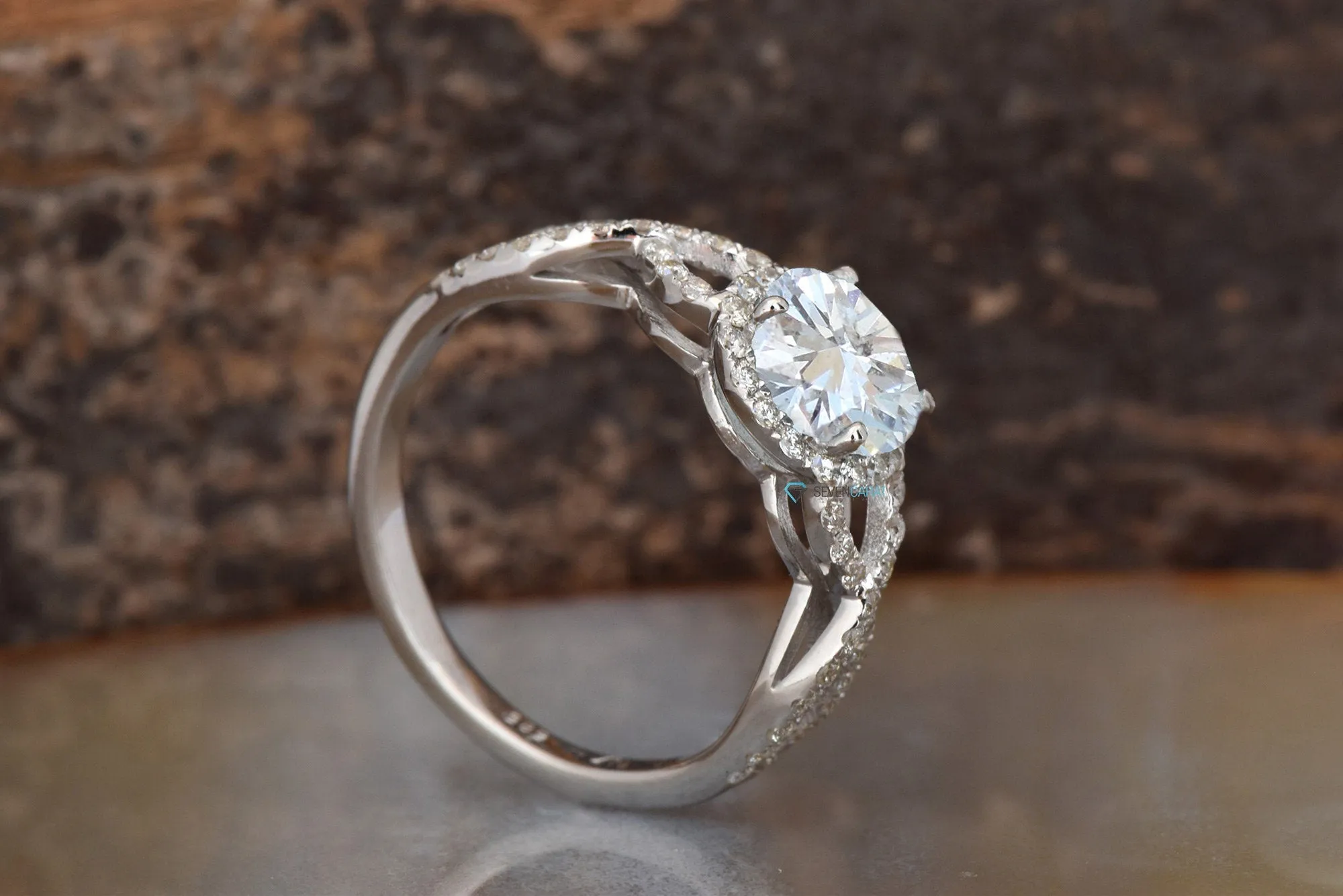 Celtic diamond engagement ring-Halo Engagement ring-Promised ring-Gold ring-Bridal ring-Infinity ring-Diamond engagement ring-Holiday SALE!!