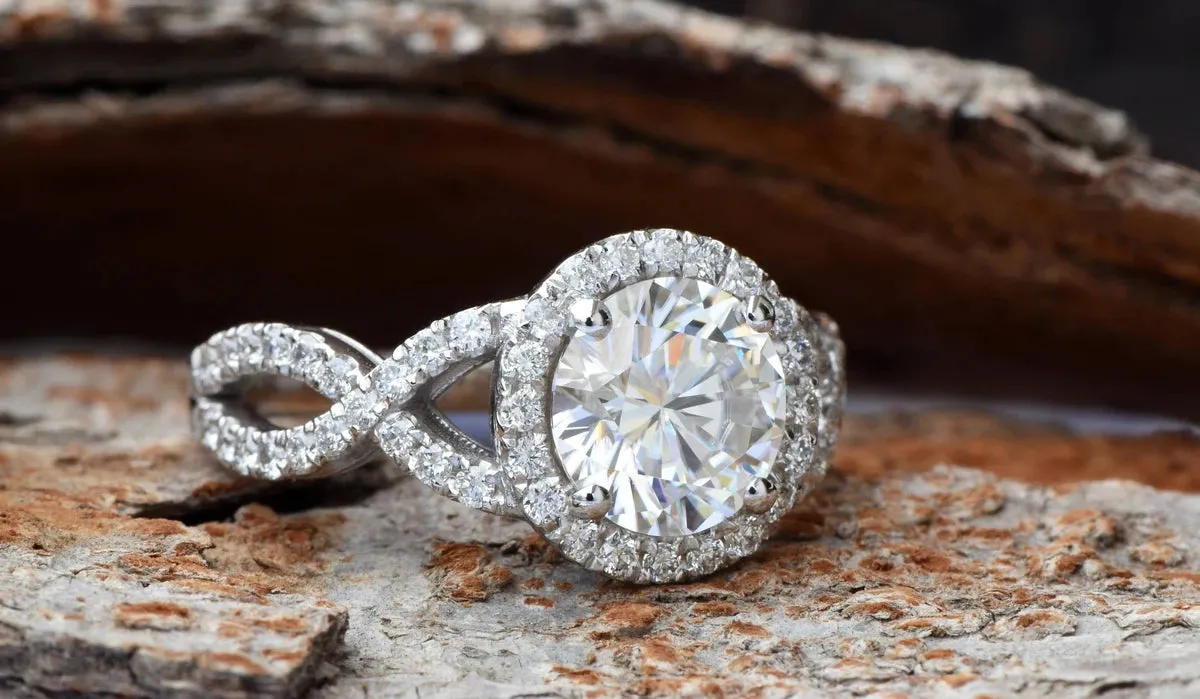 Celtic knot ring-Celtic engagement ring-2 carat Moissanite halo Engagement Ring-Promise ring