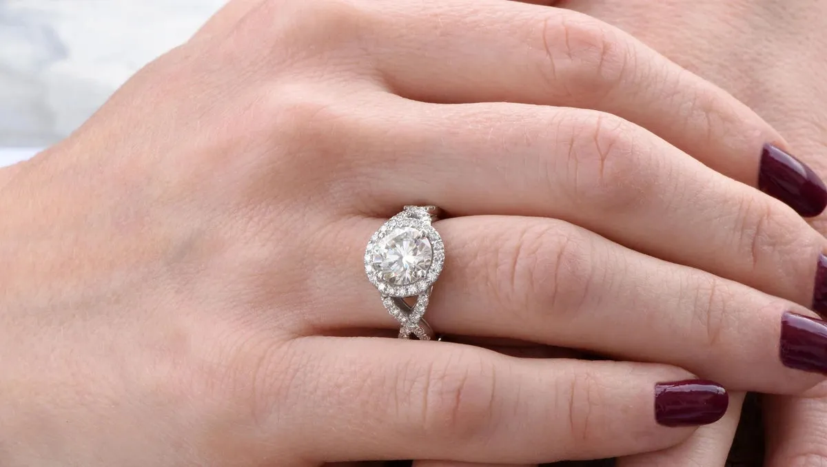 Celtic knot ring-Celtic engagement ring-2 carat Moissanite halo Engagement Ring-Promise ring
