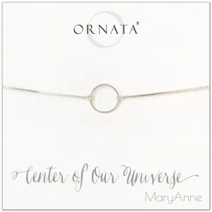 “Center of Our Universe” Sterling Silver Bolo Bracelet on Personalized Jewelry Card