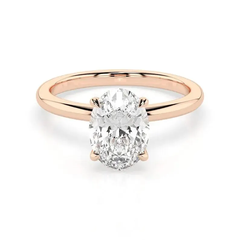 Certified 1.55Ct Oval cut Solitaire Lab Grown Diamond Engagement Ring in 14k White Gold