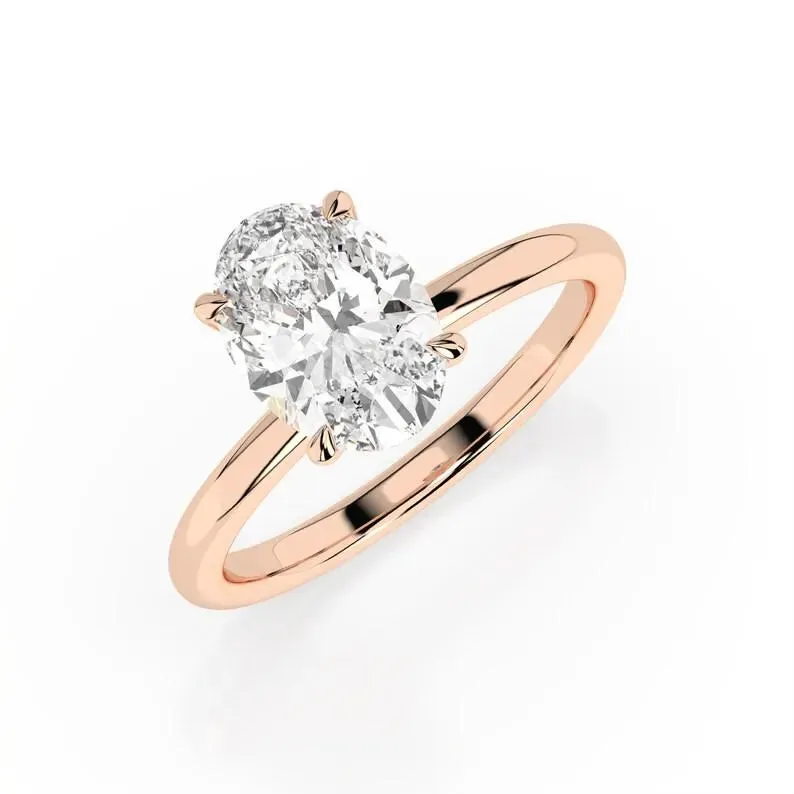 Certified 1.55Ct Oval cut Solitaire Lab Grown Diamond Engagement Ring in 14k White Gold