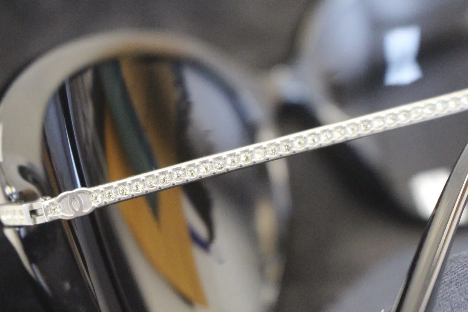 CHANEL Acetate Crystal CC Black Polarized Sunglasses 5293-B