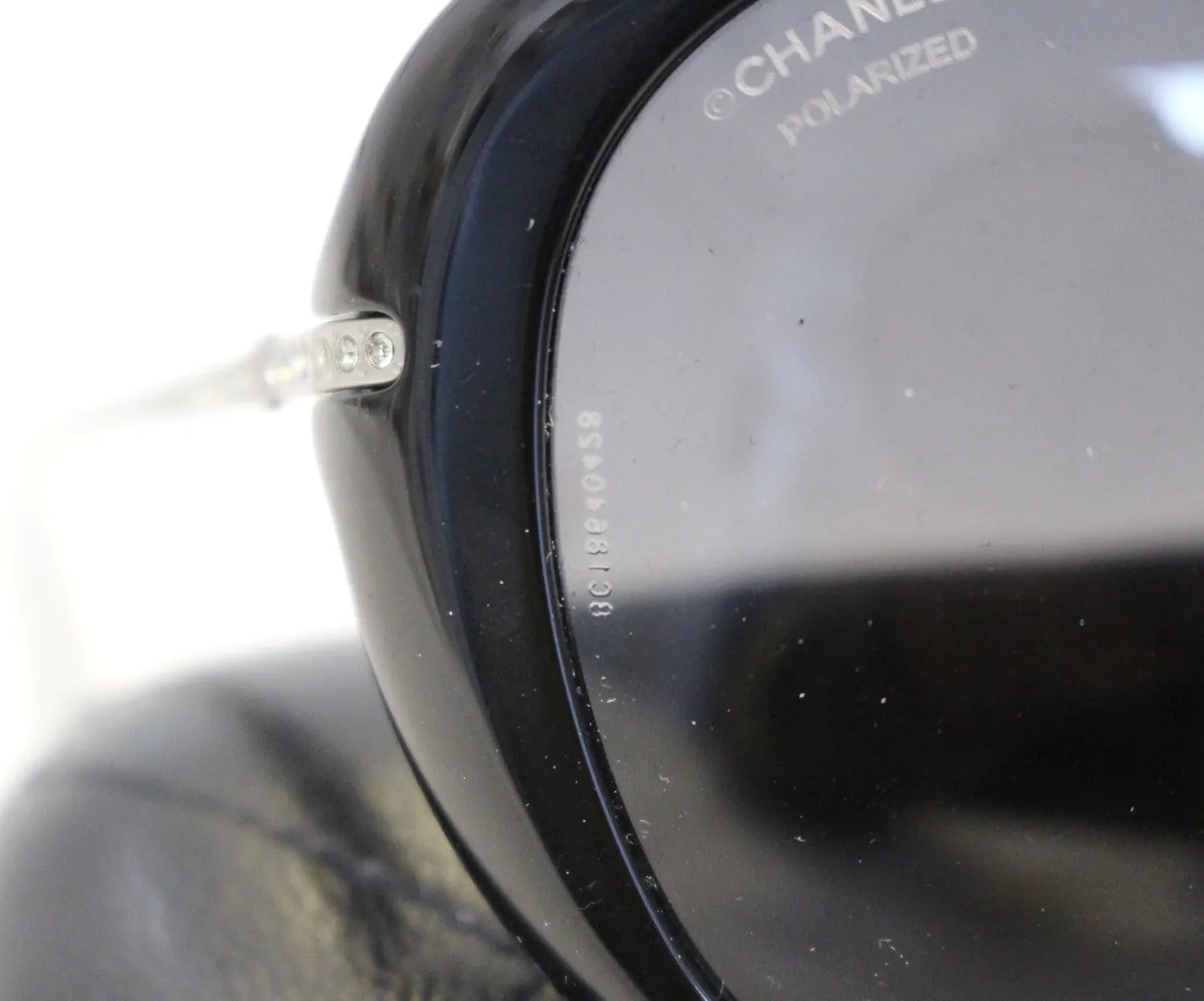 CHANEL Acetate Crystal CC Black Polarized Sunglasses 5293-B